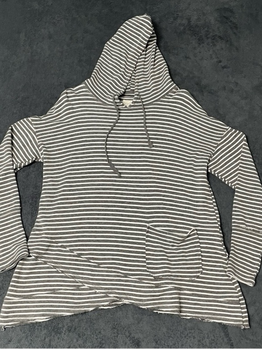 EVY'S TREE Womens Gray White Striped The JANELLE Pullover Hoodie Sweatshirt S